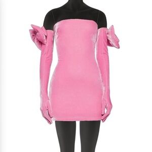 Sugar Thrillz Dolls Kill ‘PRETTY PERFECTION’ Pink Velvet Dress Gloves SET NWT XL